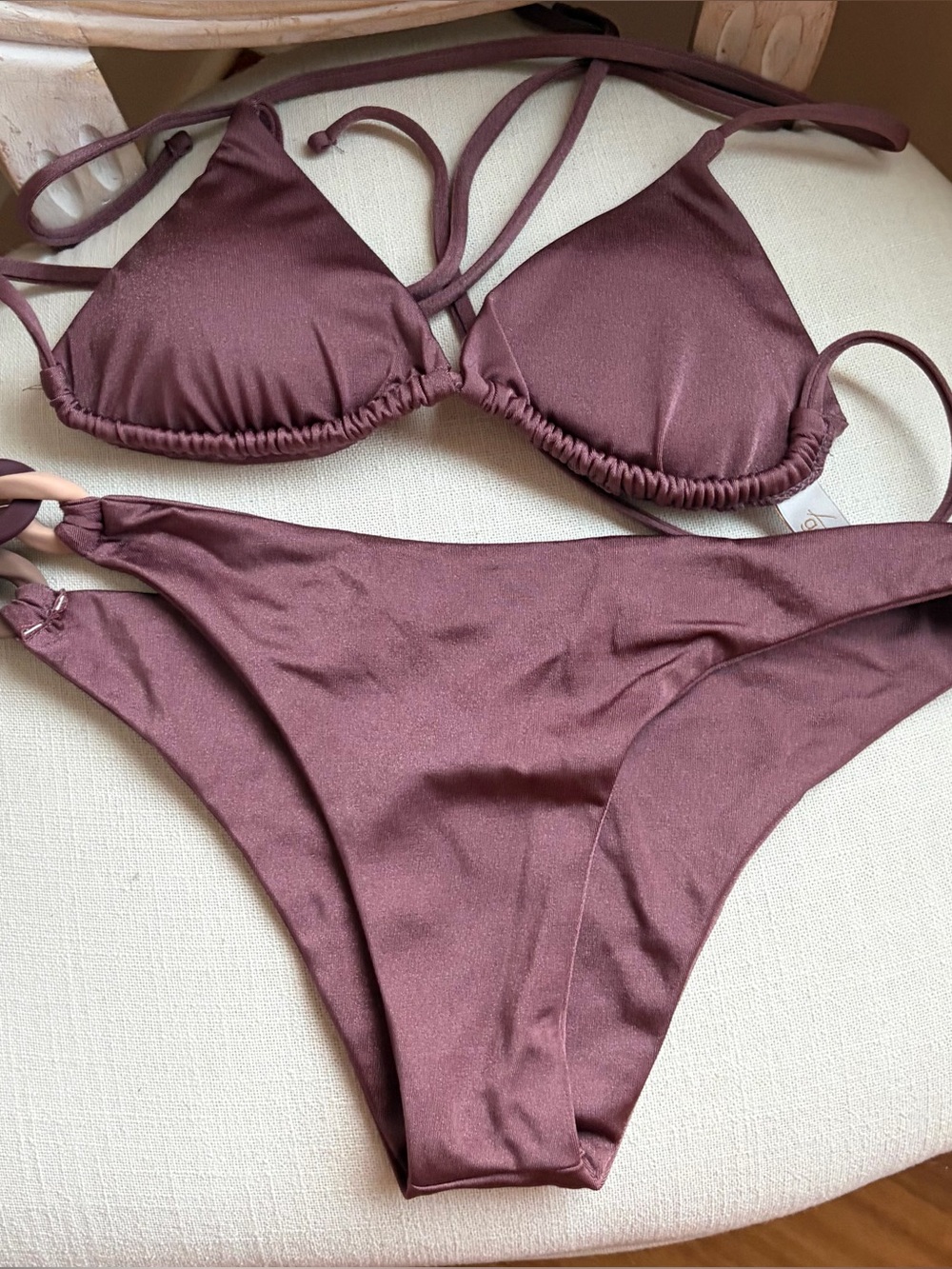 NWOT Genius Beachwear Italy dark mauve bikini